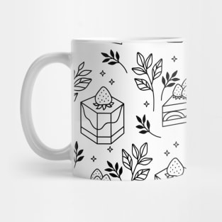 Isometric strawberry cake and leaf branch seamless pattern Mug